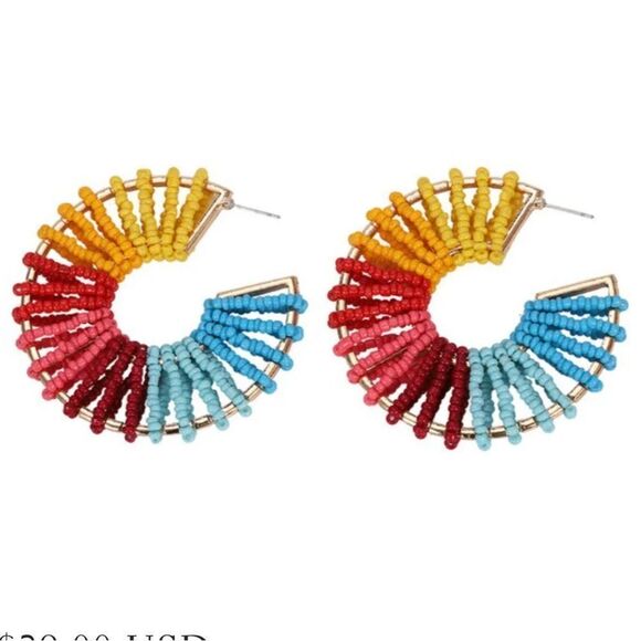 BAHATI JEWELRY RAINBOW MULTI-COLOR BFADED ROUND TARGE HOOP
EARRINGS - Picture 1 of 5